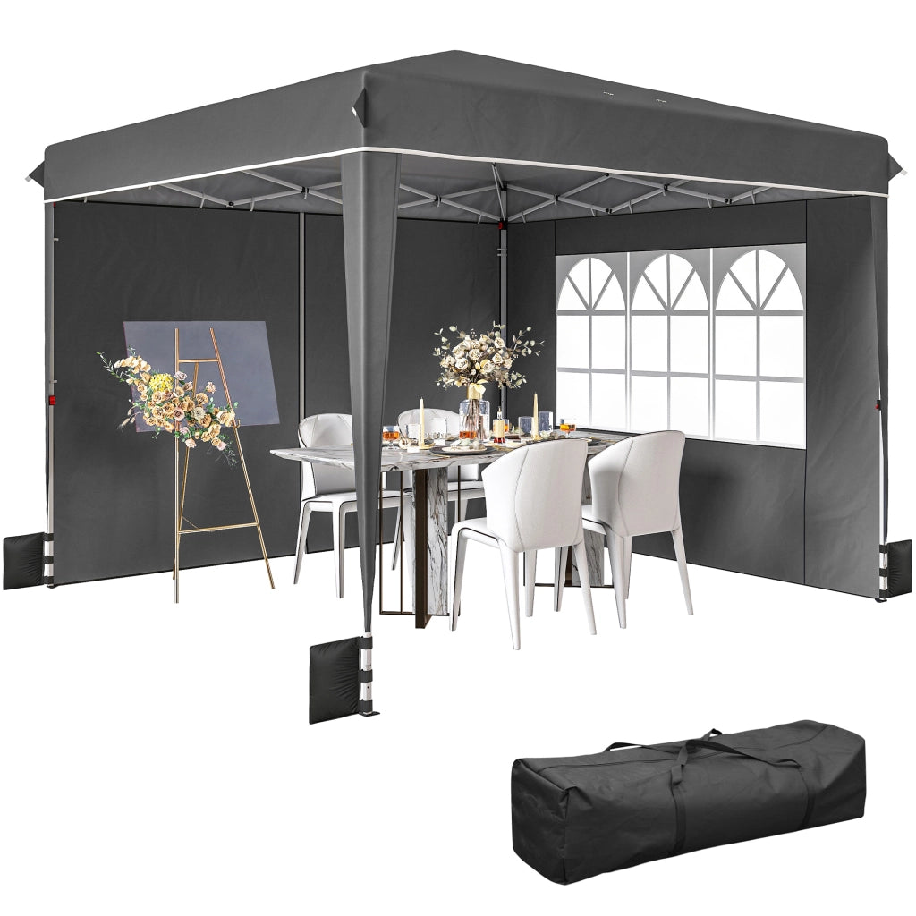 Tendone da giardino 3x3m ¨C zephmum ¨C pieghevole con pareti, grigio
