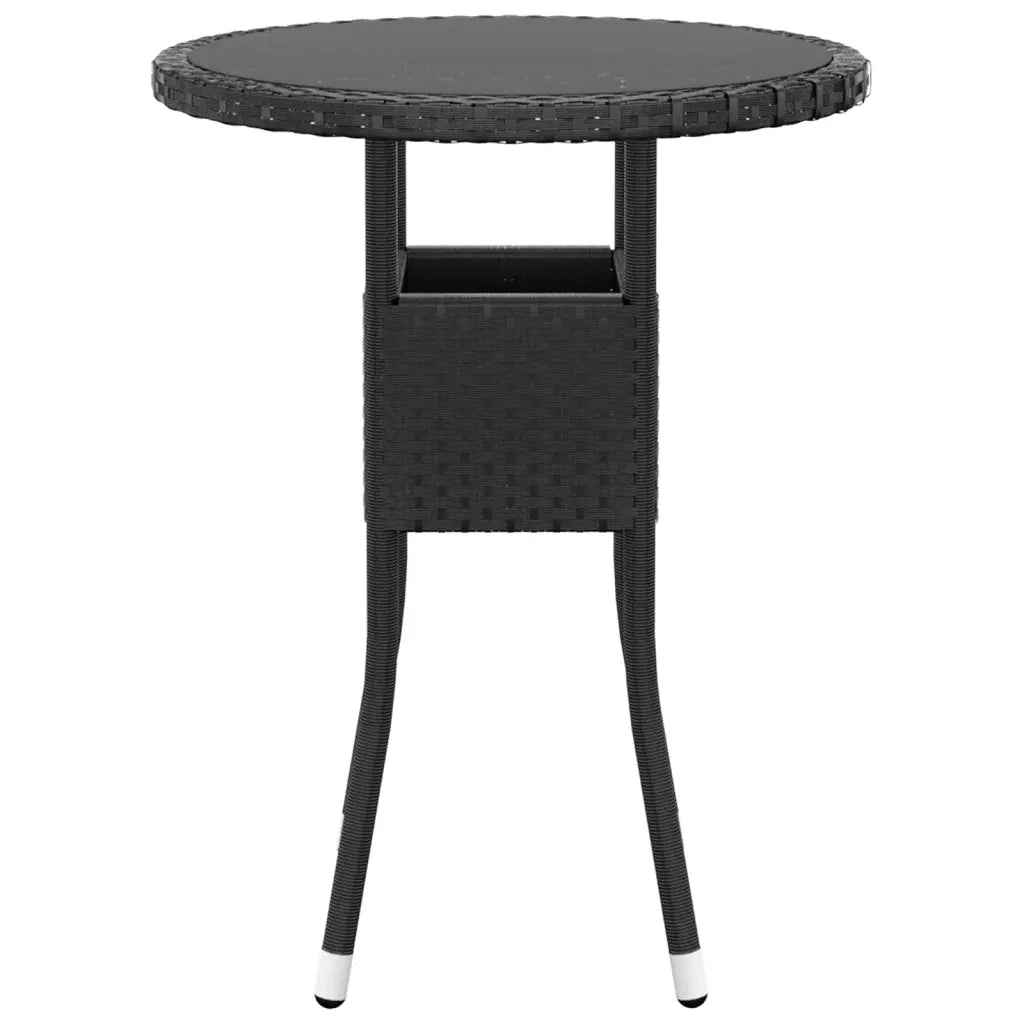 Set da Pranzo per Giardino 3 pz in Polyrattan Nero cod mxl 37930