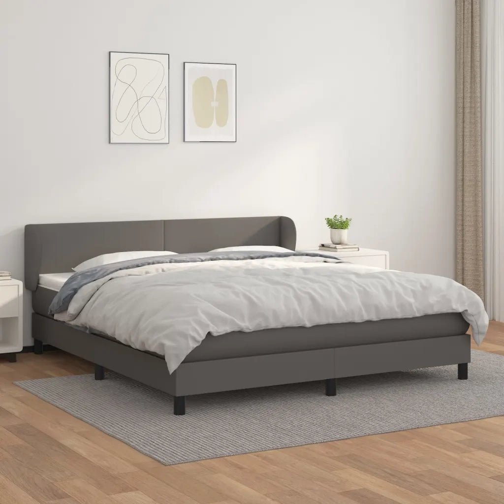Giroletto a Molle con Materasso Grigio 160x200 cm in Similpelle