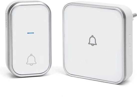 Deurbel wireless, deurbel autonomo, deurbel wireless, impermeabile all'acqua, 36 tonalità, 3 livelli di volume, deurbel wireless con display a led, adatto per abitazioni, Bianco