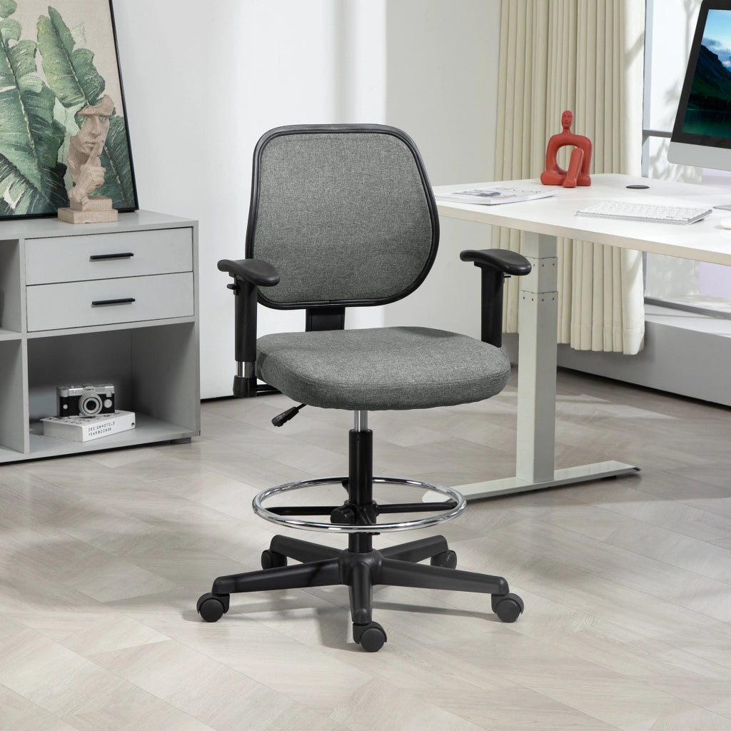 Sedia da ufficio regolabile in altezza con braccioli e ruote ¨C zephmum ¨C grigio 60x57x97-119 cm