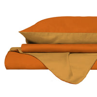 Copripiumino Matrimoniale con Sacco e Federe in Tinta Unita Double Face Linea Vera Arancio e Giallo