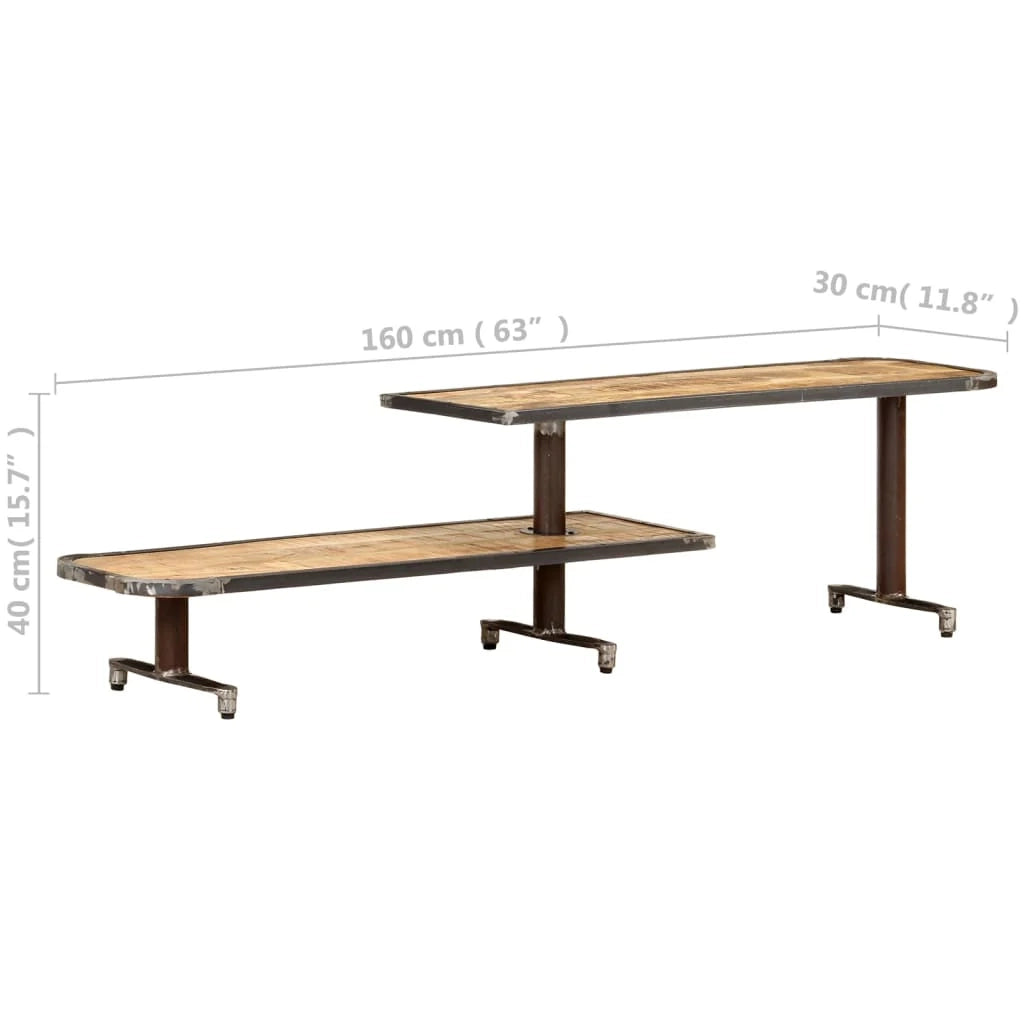 Mobile TV multimediale scaffale TV credenza mobile TV sala da pranzo soggiorno camera da letto 160 x 30 x 40 cm legno massello di mango marrone 02_0026052