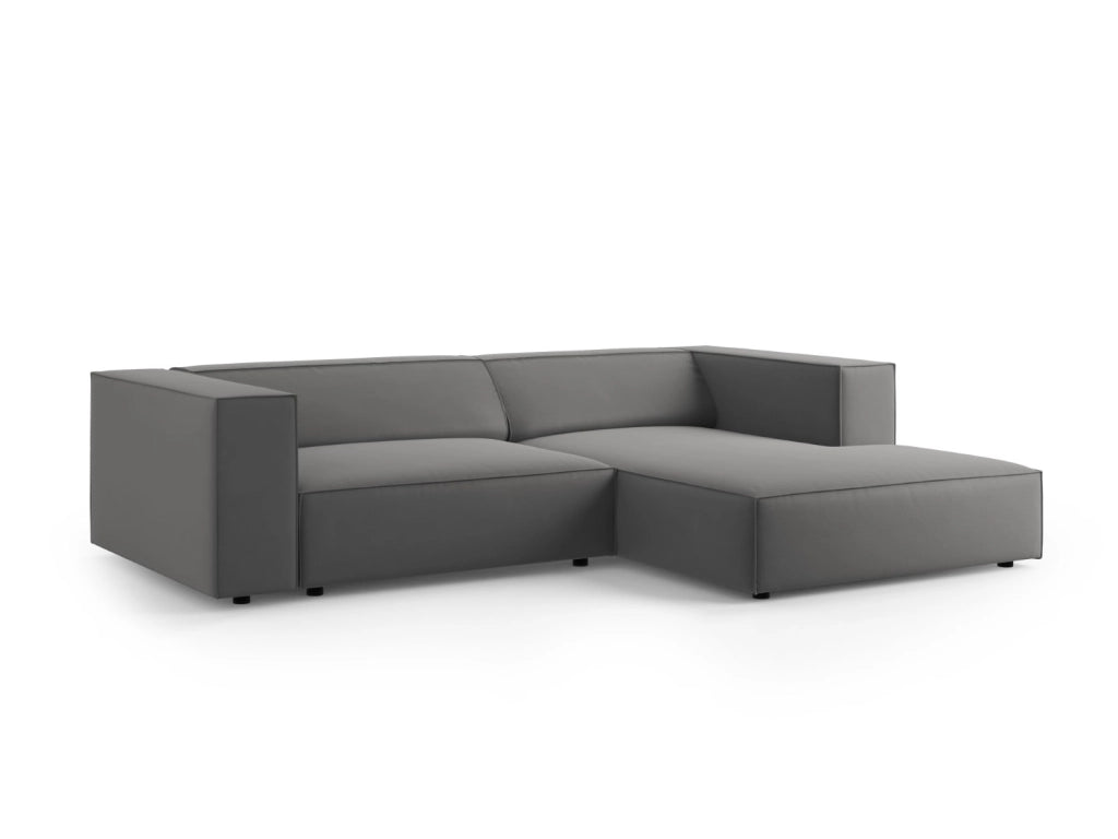 Cosmopolitan Design - Divano angolare destro "Arendal" 3 posti in velluto cemento 
