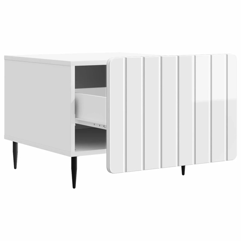 Tavolino da salotto con cassetto Bianco Lucido 49 x 50 x 42 cm 894509