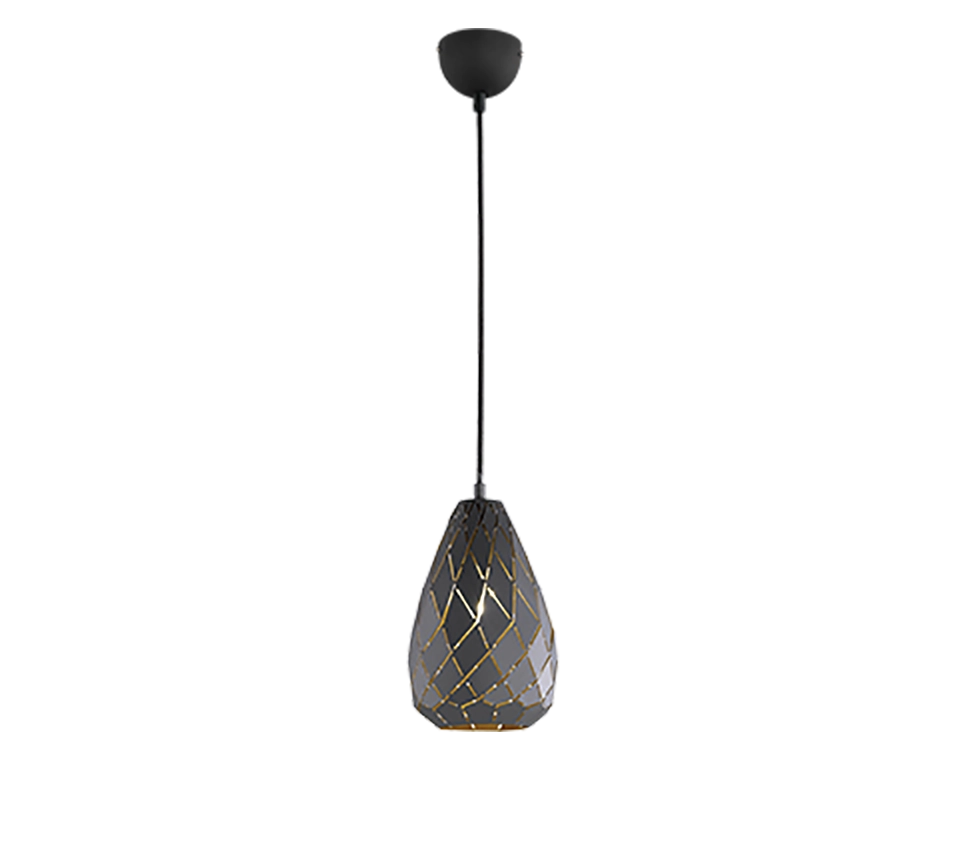 Lampada a sospensione, metallo, nero e oro, D 15 cm, Onyx