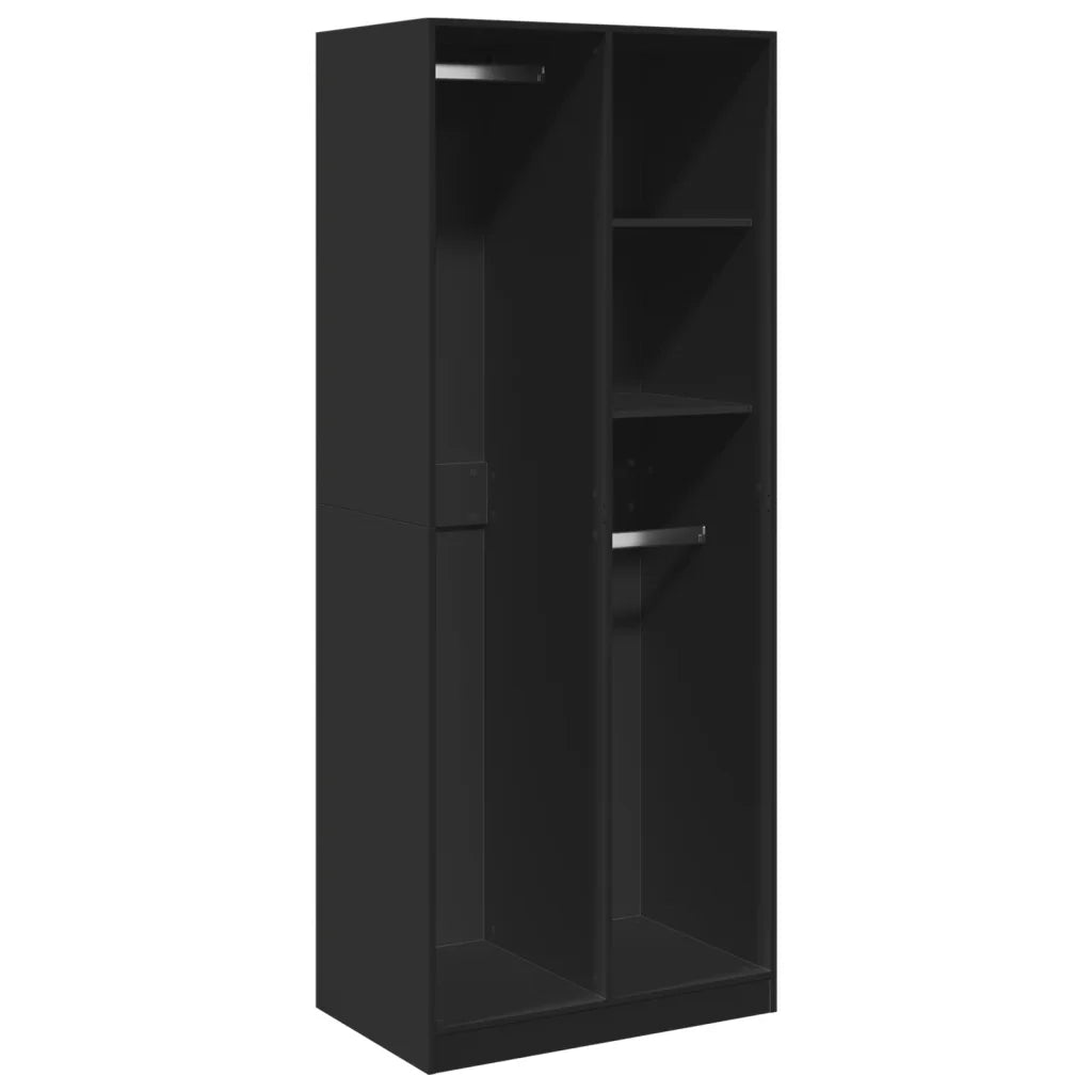 Armadio Nero 80x50x200 cm in Legno Multistrato