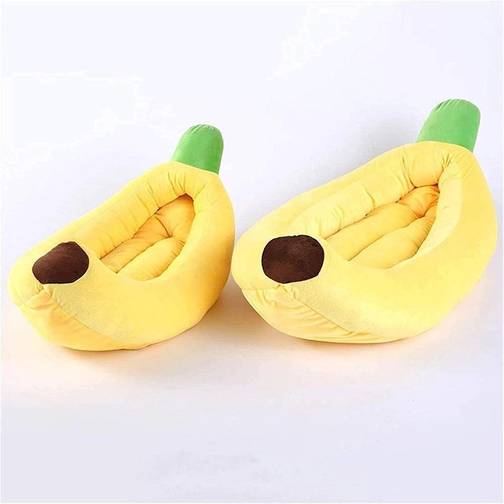 Trade Shop - Cuccia Banana Letto Morbido Per Gatto Cane Cuscino Inverno Peluche Nido 85x45cm -