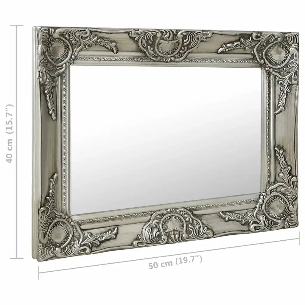 Specchio da Parete | Specchio decorativo Stile Barocco 50x40 cm Argento