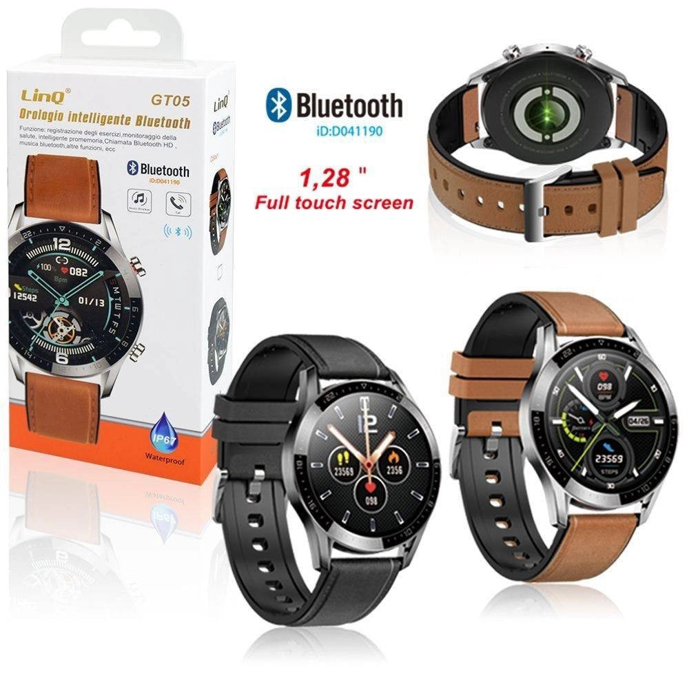 Trade Shop - Smartwatch Orologio Intelligente Bluetooth Cinturino Pelle Smart Sport Fitness Gt05 -