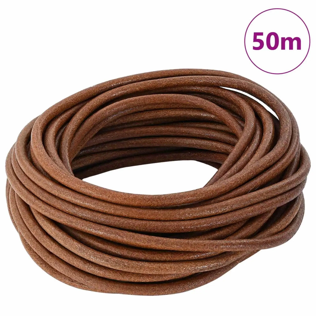 Cordino in Pelle Marrone Chiaro Ø5 mm x 50 m Pelle