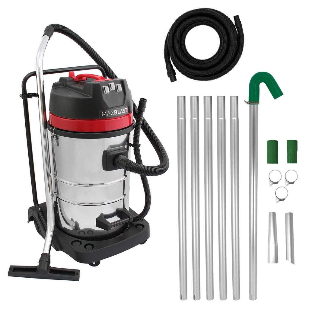 Aspirapolvere industriale 80L grondaie con tubo 5 m e kit aste estensibili