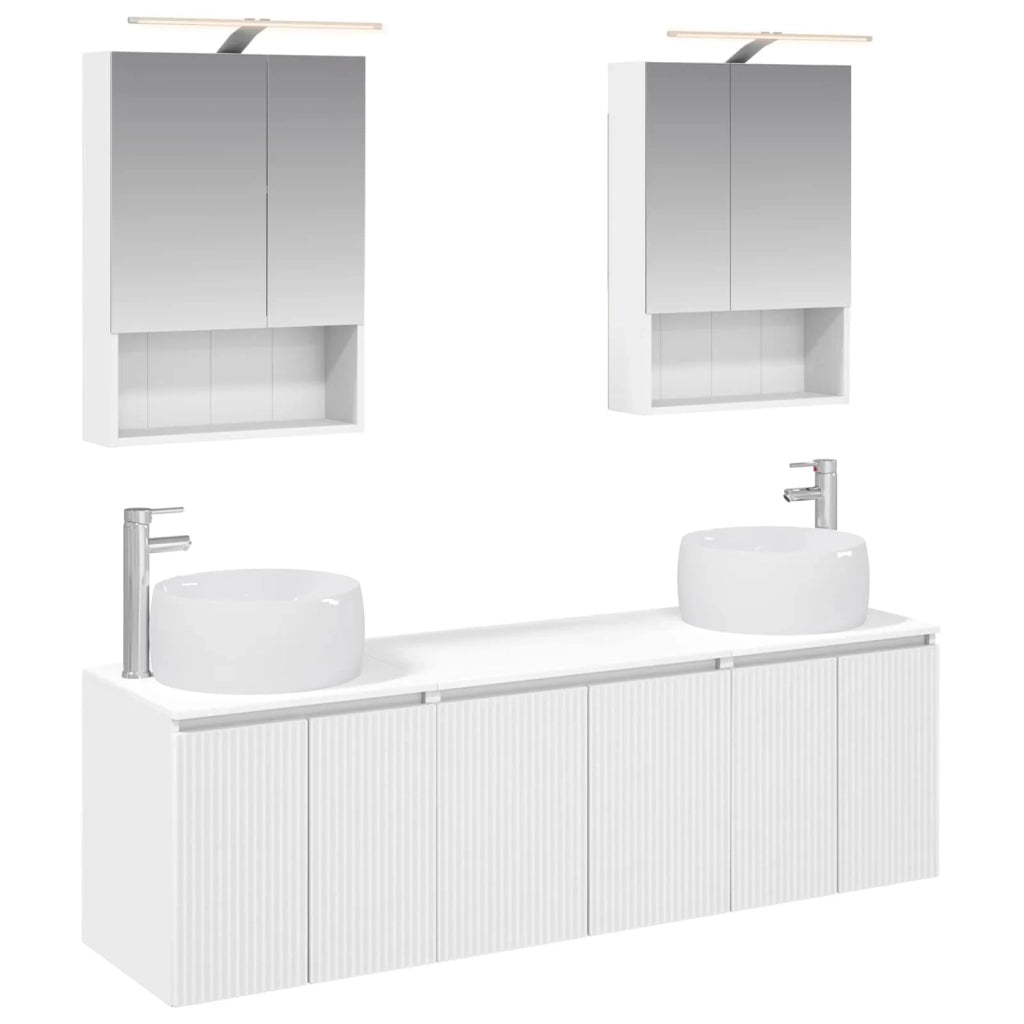 Set di Armadi da Bagno 5 pcs Bianco Legno ingegnerizzato 3406519