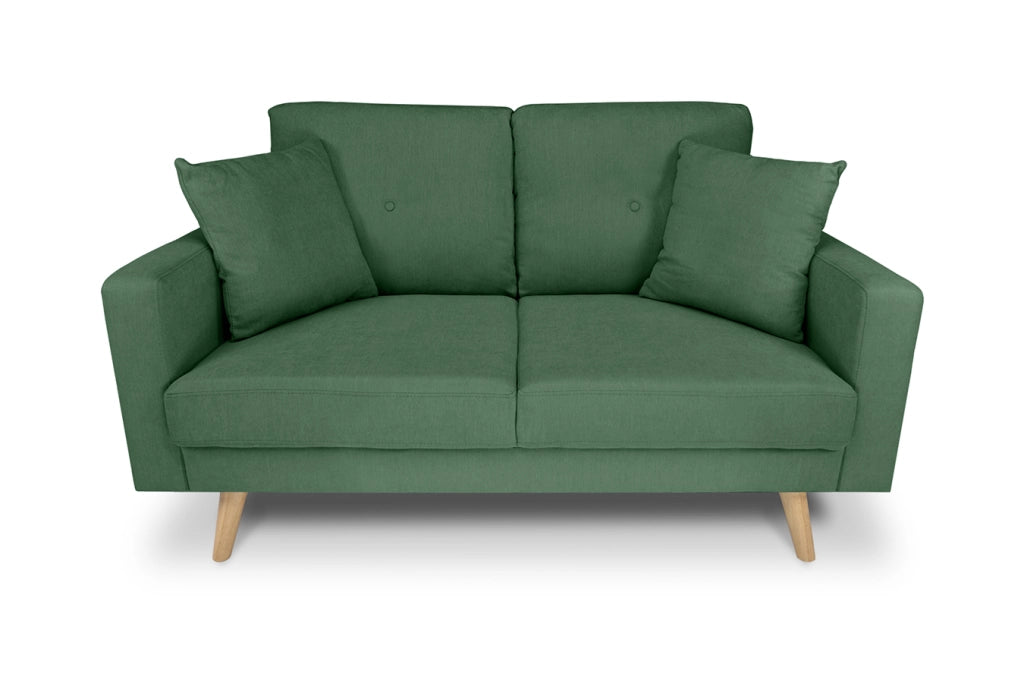 Divano 2 posti in tessuto vellutato verde abete piedi in legno - Chloe - DI2P-CH38FBC-PL