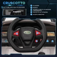 Macchina Elettrica per Bambini 3-6 Anni con Telecomando, Luci LED e Clacson, in PP e Metallo, 110x68x52 cm, Bianco