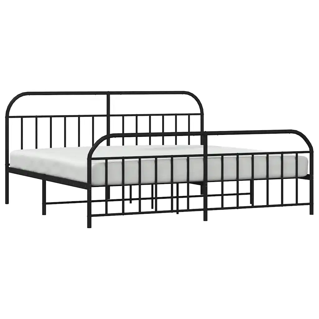 Giroletto con Testiera e Pediera-Struttura Letto Metallo Nero 193x203 cm 577015