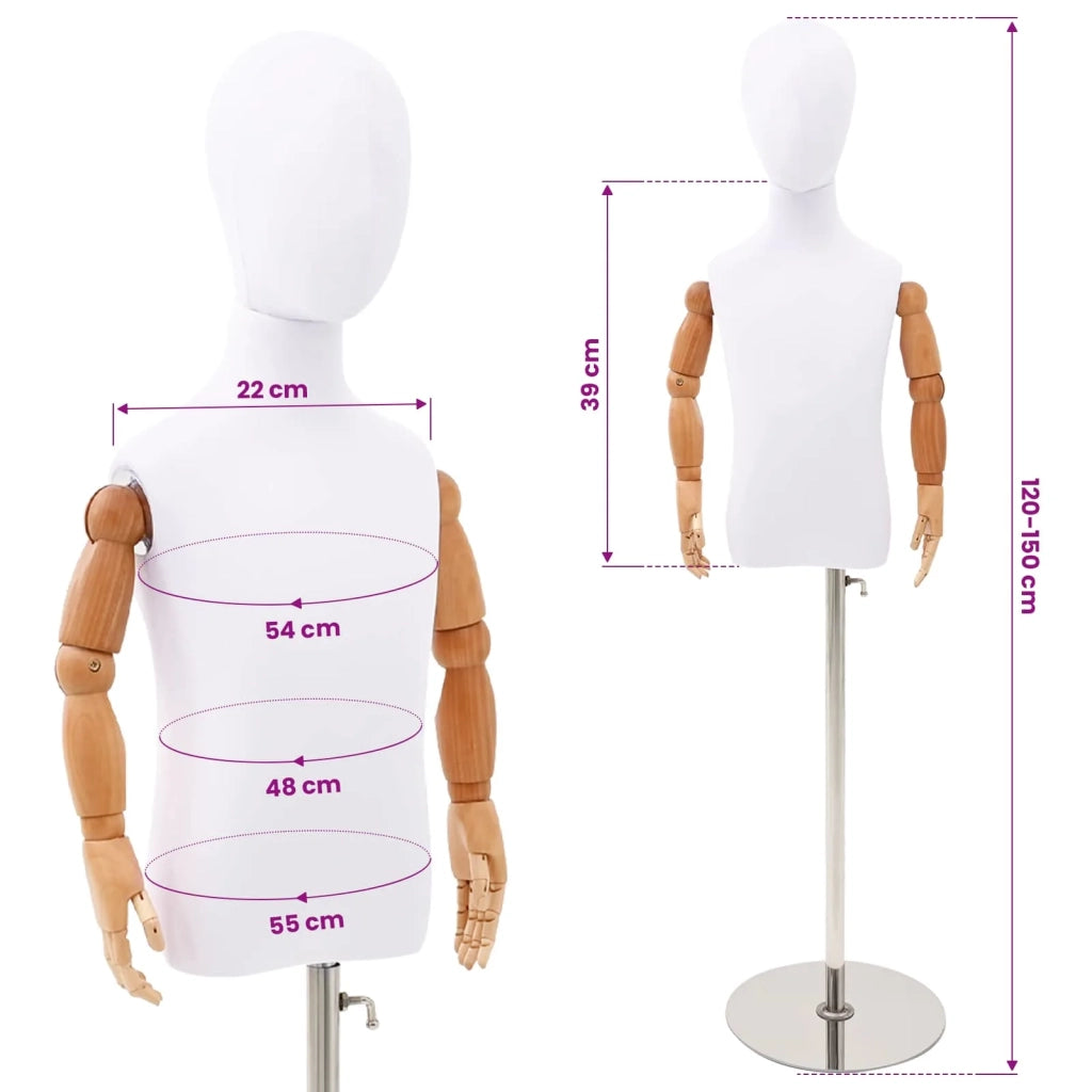 Manichino Regolabile 120-150 cm con Base Unisex PP Bianco 42041707