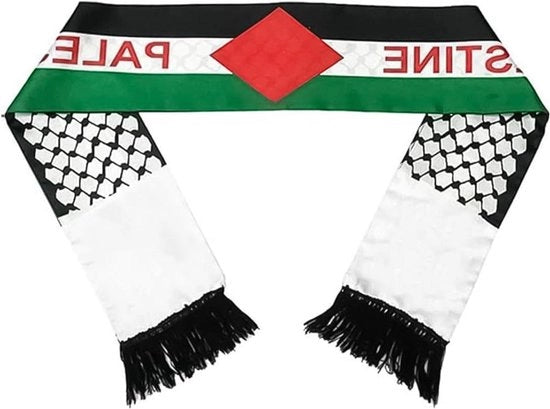 2 pezzi Sciarpa della bandiera di Palestina con disegno della bandiera nazionale palestinese, keffiyeh in seta per musulmani, dono di supporto a doppia faccia araba