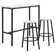 Set Tavolo con 2 Sgabelli in Truciolato MDF e Acciaio Bianco e Nero