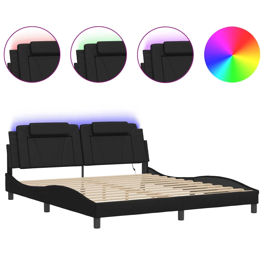 Giroletto Viana con LED senza Materasso-Struttura Letto Nero 180x200 cm