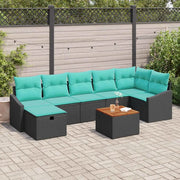 Set Divano da Giardino con cuscino 8 pcs Nero polyrattan