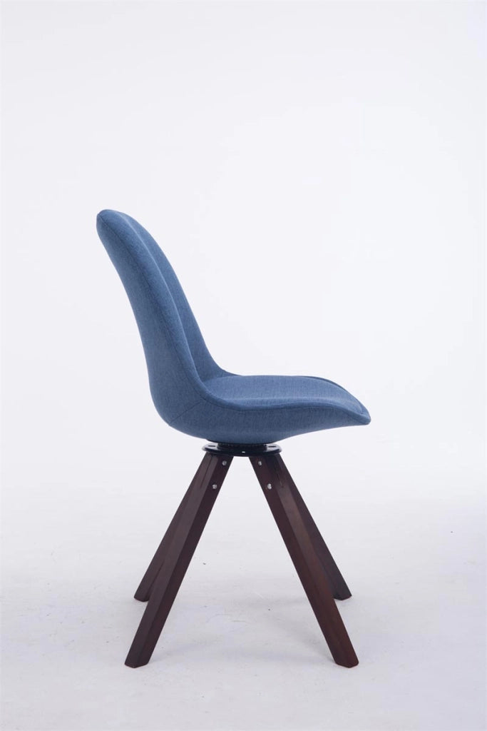 Sedia ospite Troyes Girevole Tessuto Quadrato blu,noce