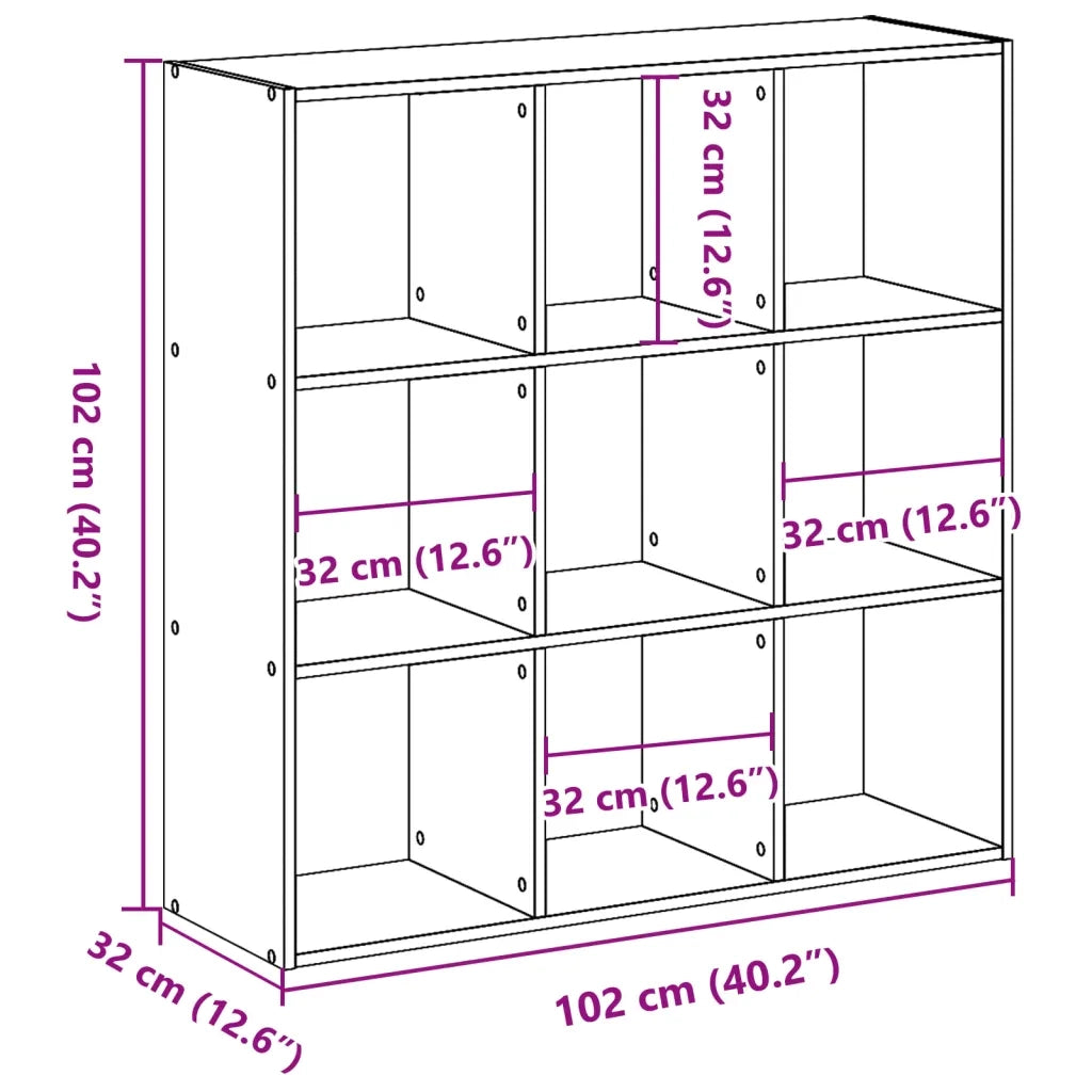 Libreria-Scaffale per Libri-Mobile di Stoccaggio Rovere Sonoma 102x32x102 cm in Legno Multistrato