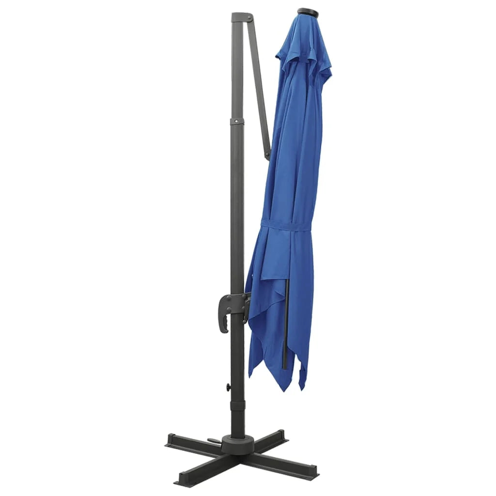 Ombrellone da giardino decentrato con palo e luci LED 300 cm azzurro 02_0008520