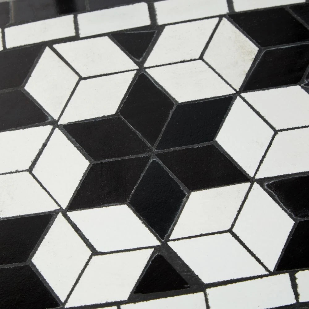 Mensola per piante a 3 ripiani in mosaico 114 cm nero/bianco 2208298