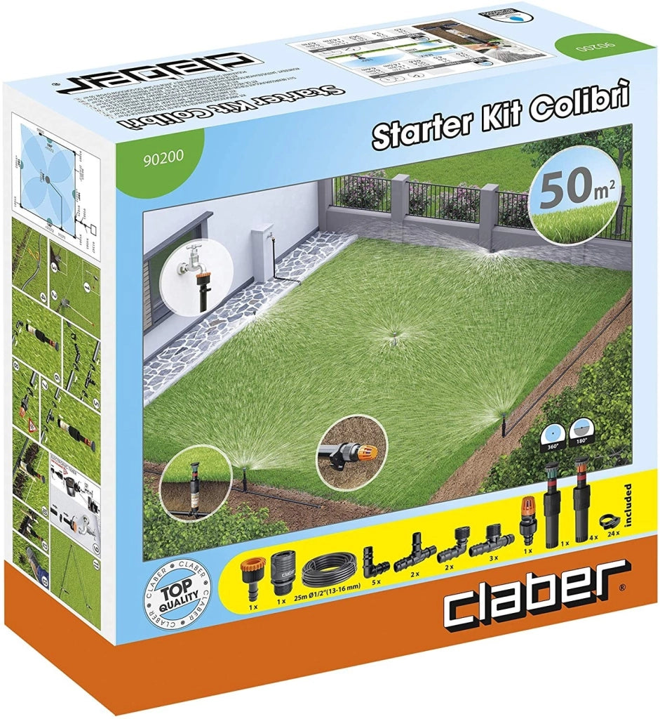 KIT IRRIGAZIONE INTERRATA 50MQ DI GIARDINO STARTER COLIBRI' CLABER 11 REF. -90200