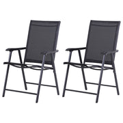 2 Sedie da Campeggio Pieghevoli con Braccioli; Design Ergonomico; Metallo e Textilene; Nero; 58 × 64 × 94 cm