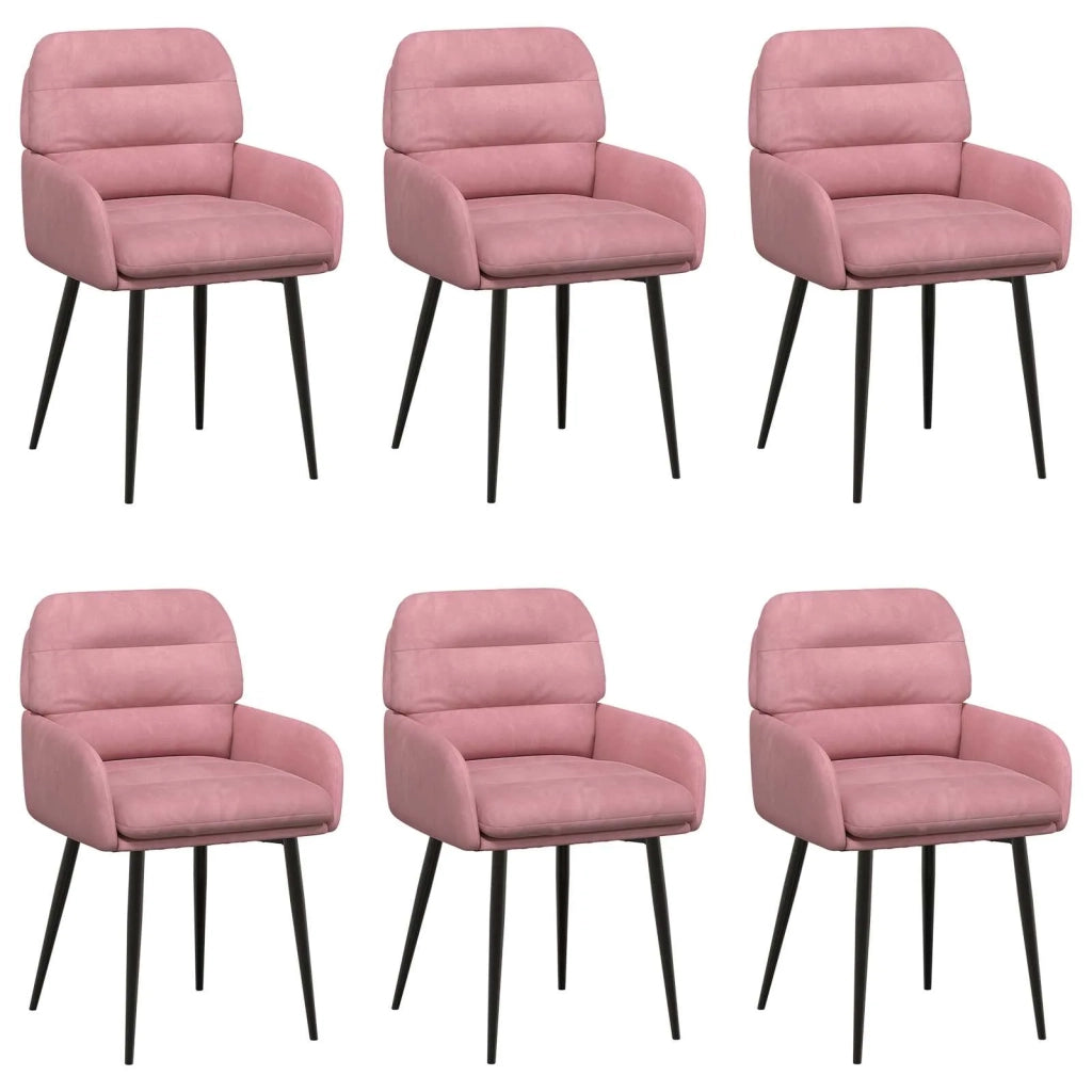 Sedie da pranzo 6 pcs Velluto (V) Rosa 59 x 59,5 x 90 cm 3428250