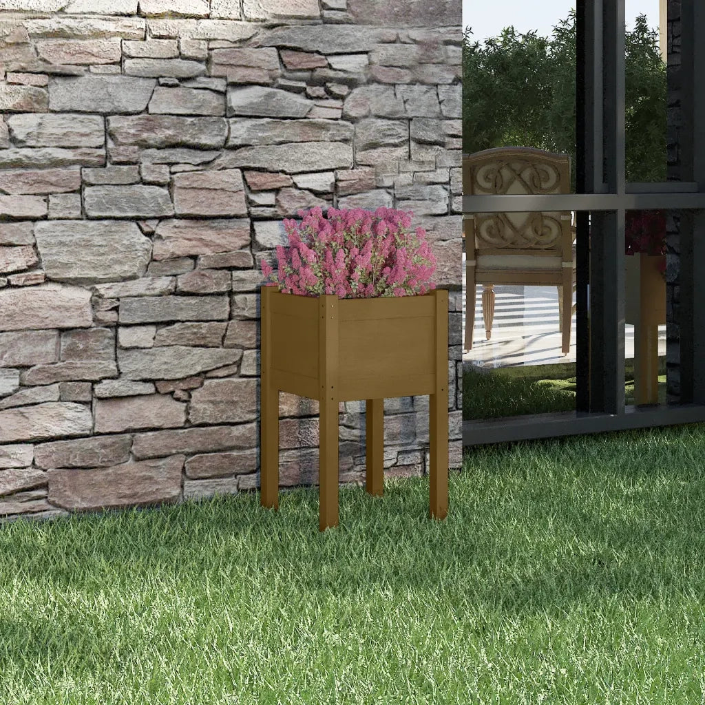 Fioriera da Giardino-Vaso da Esterno Ambra 40x40x70 cm in Massello di Pino