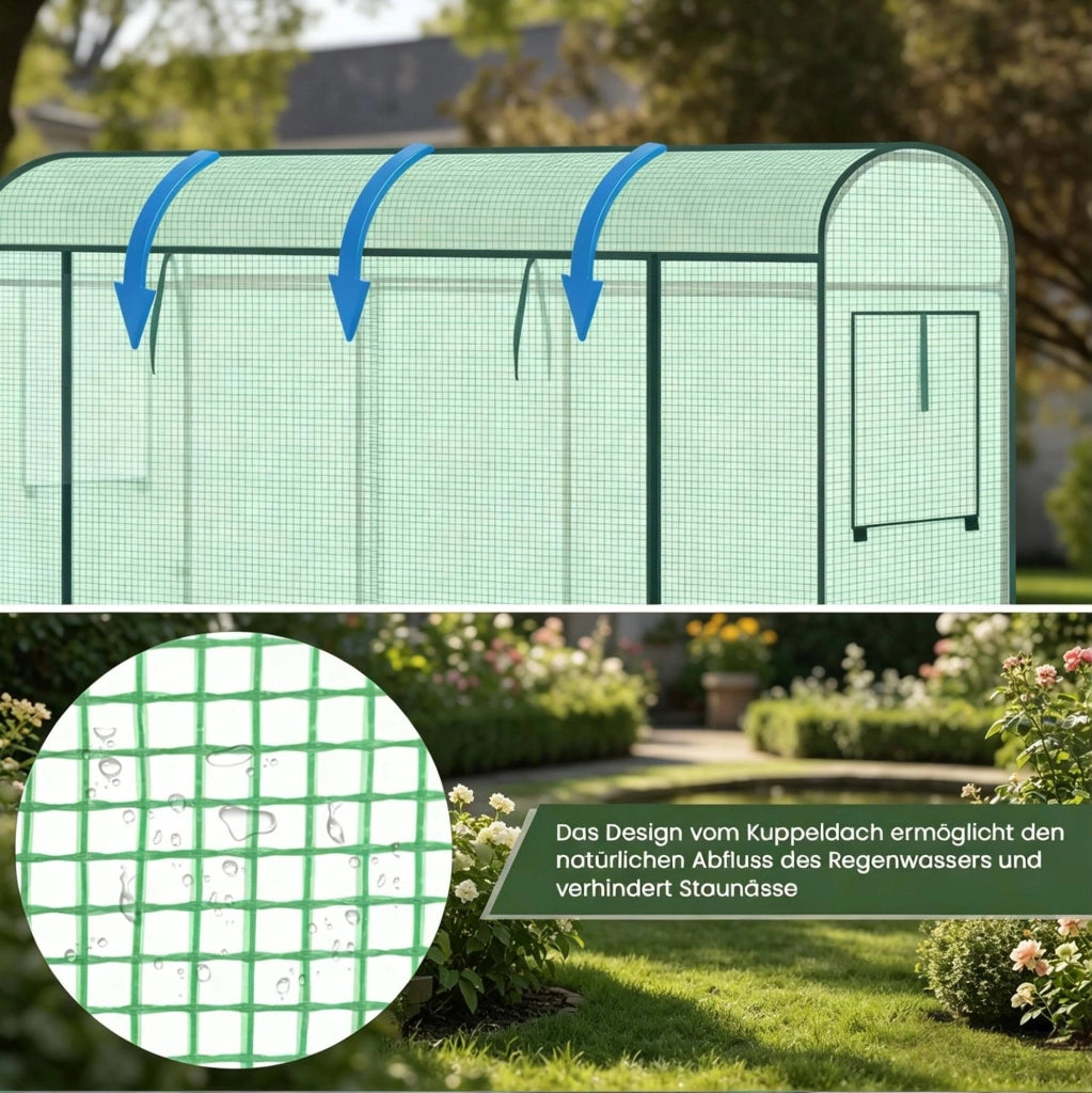 Serra da giardino verde 170x68x200 cm con copertura in PE