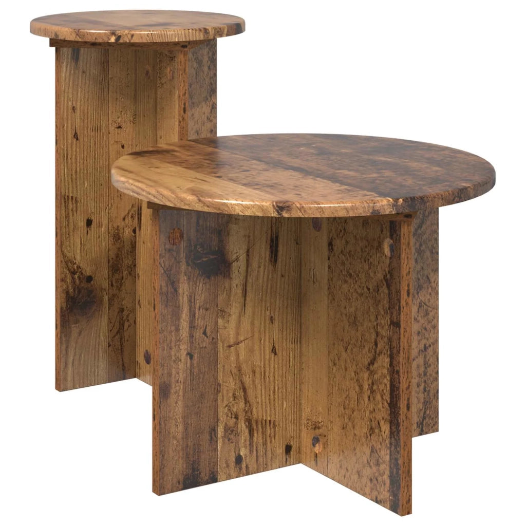 Set tavolini 2 pz Legno antico Ø 45 x 35 cm 8001035