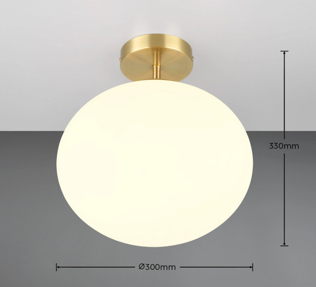 Plafoniera Trio Fomento minimal ottone/vetro bianco E27