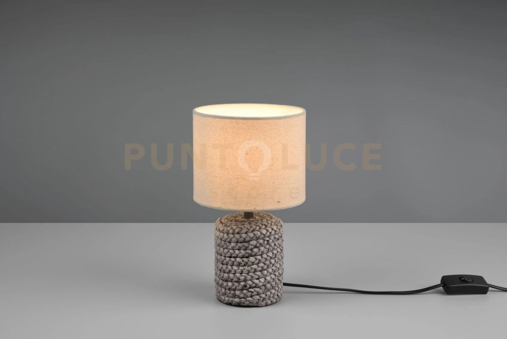MALA LAMPADA DA TAVOLO CERAMICA MARRONE PARALUME BEIGE H.26CM 1 LUCE ATTACCO E14