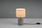 MALA LAMPADA DA TAVOLO CERAMICA MARRONE PARALUME BEIGE H.26CM 1 LUCE ATTACCO E14