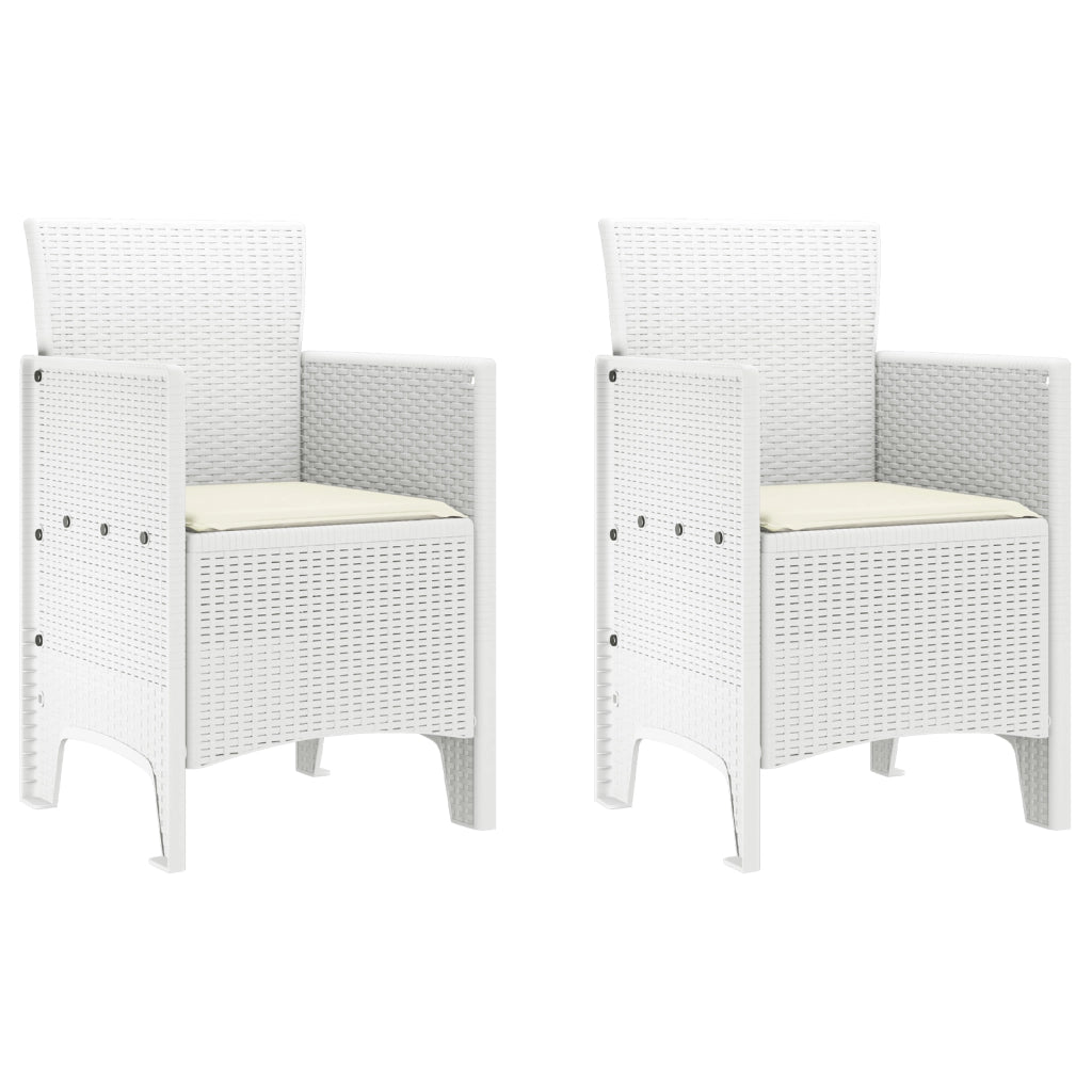 Sedie da Giardino con Cuscini 2 pz Bianco Polirattan