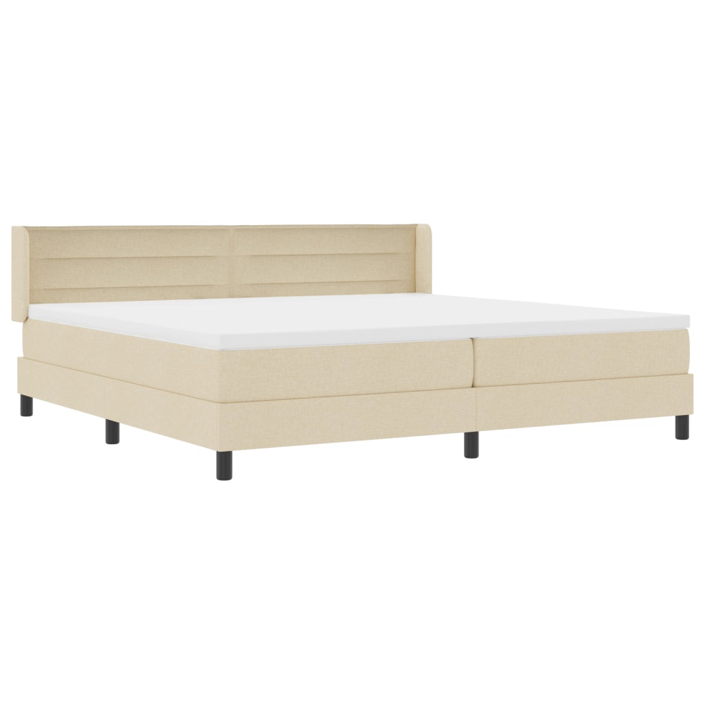 Letto Box Spring con Materasso Panna 200x200 cm Tessuto