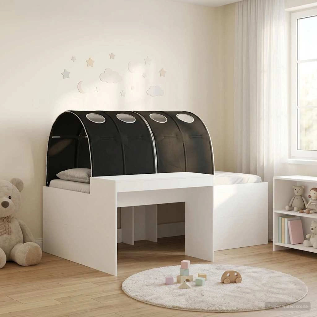Letto alto per bambini con scrivania 3 pz Bianco e Nero 3423682
