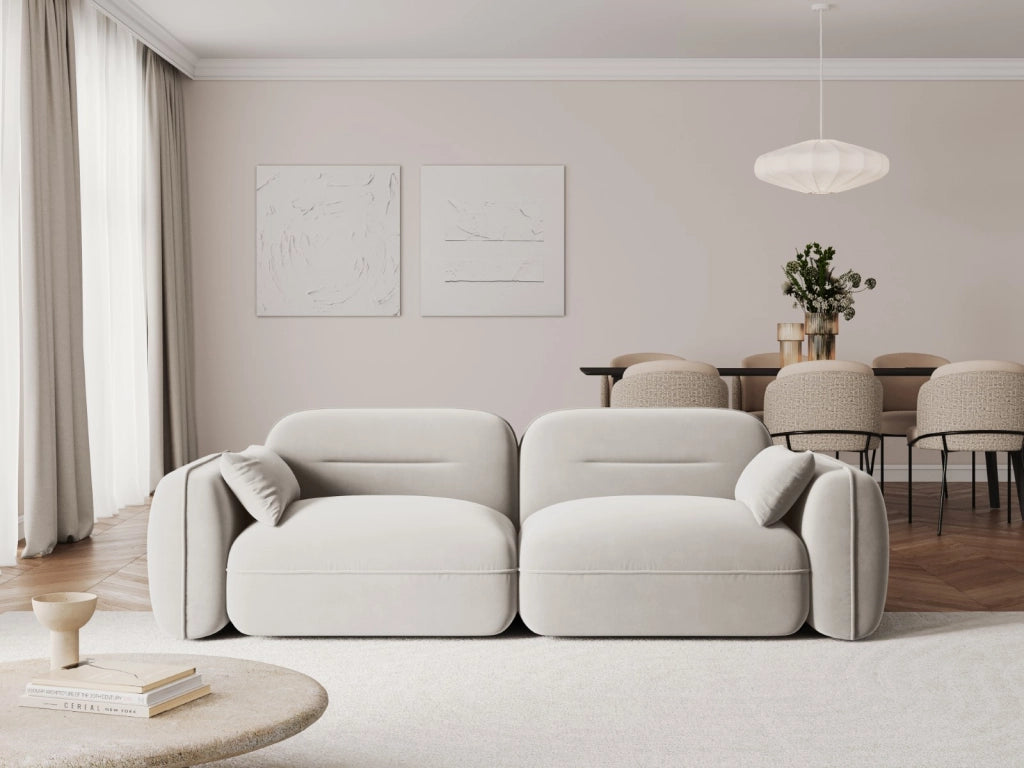 Cosmopolitan Design - Divano modulare "Sydney" 3 posti in velluto beige chiaro 