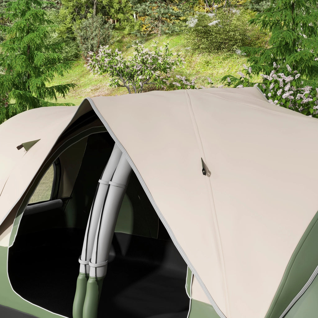 Tenda da Campeggio 450x215x180 cm 6 Posti con 2 Stanze Separate Verde Scuro