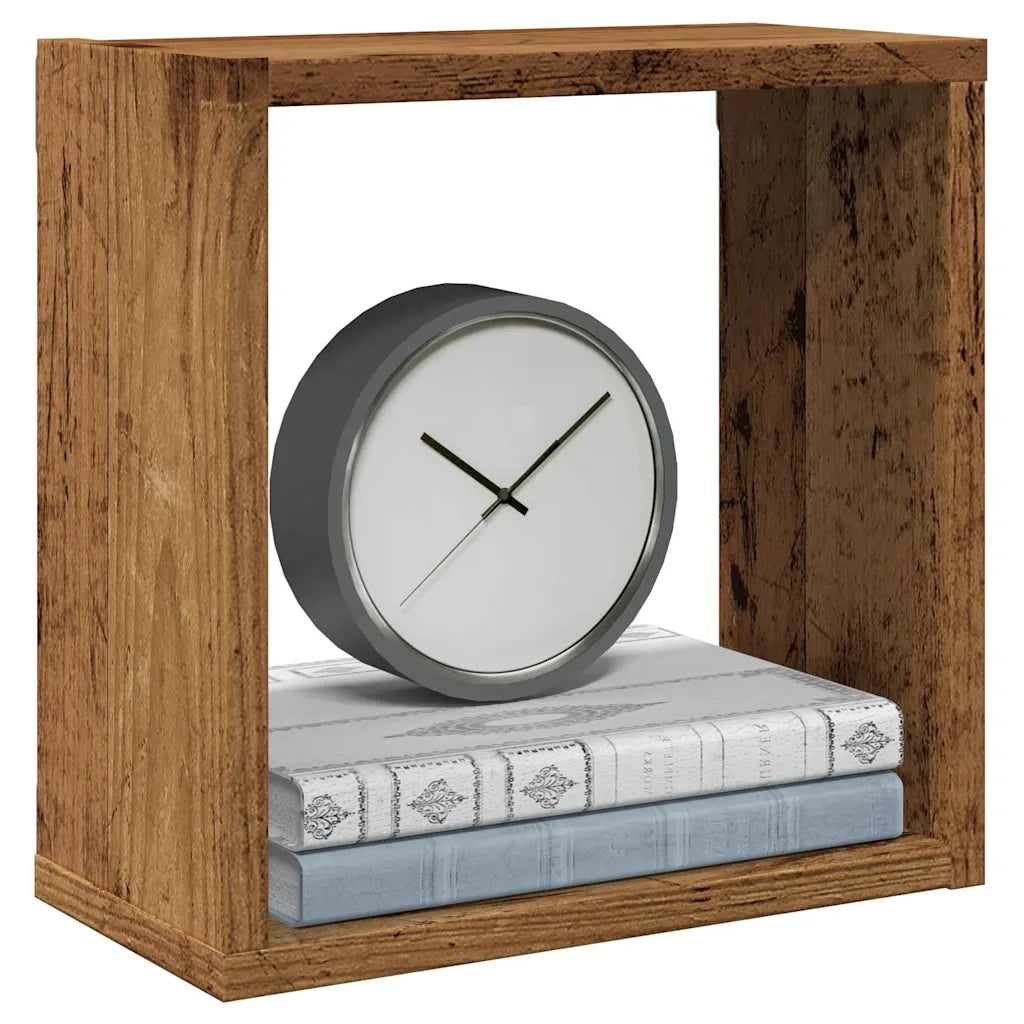 2 pz Mensole Parete | Mensola sospesa a Cubo Legno Vecchio 30x15x30 cm Truciolato