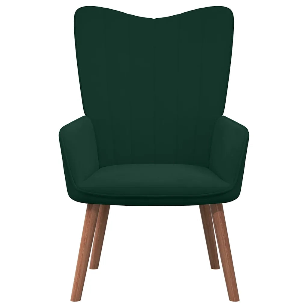 vidaXL Poltrona Relax con Poggiapiedi Verde Scuro in Velluto
