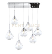 SOSPENSIONE CROMO 7 LUCI RETTANGOLARE VETRI TRASPARENTE 1177CR-S7 R-TR