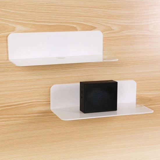 Set di 2 Pannelli per Parete Fluttuanti Bianchi - Espansione della Parete Facile - Pannello Acrilico Piccolo per Camera da Letto Bagno Cucina Salotto Ufficio Giocattolo con Clip per Cavi