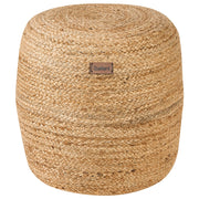 Pouf ottomana iuta beige perline EPS riempimento rotondo ø 46 cm stile boho