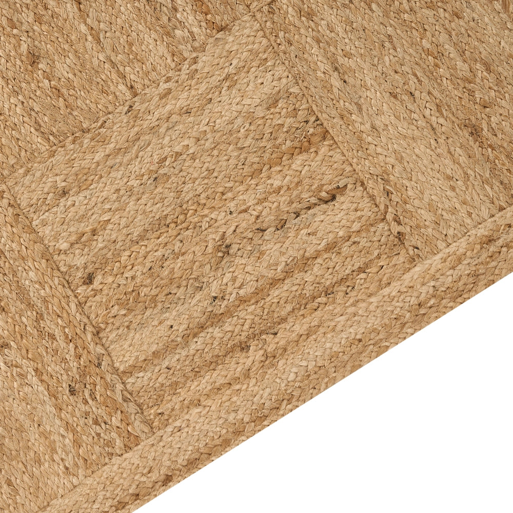 Tappeto Beige Juta 200 x 300 cm Intrecciato a mano con motivo a scacchi in stile boho naturale Tessile