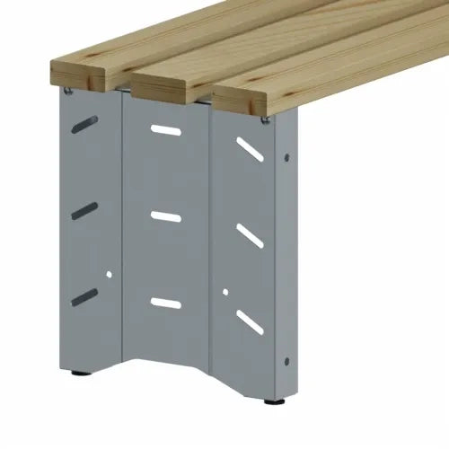 Panca per spogliatoio zincato e legno naturale con appendiabiti e portaborse cm. 100